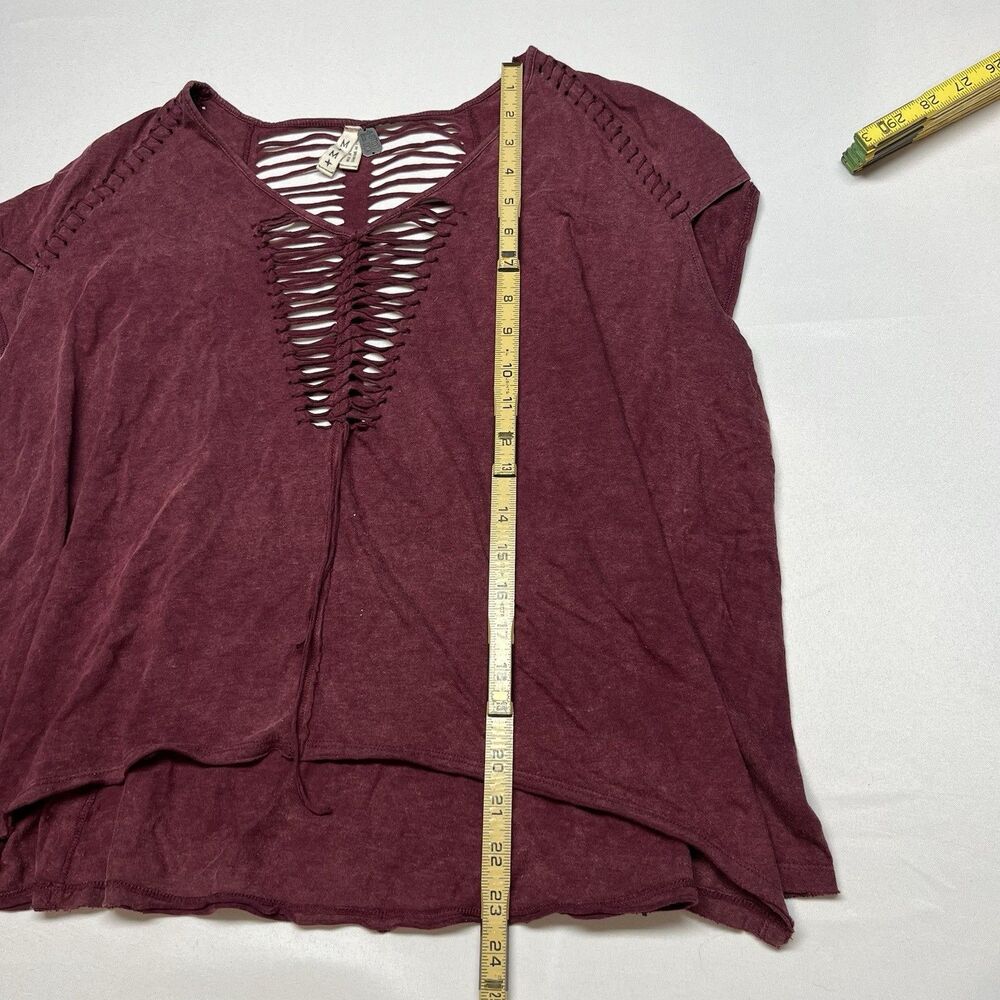 We The Free Cut Out Ripped Distressed Oversize Boho T-Shirt - Picture 5 of 7